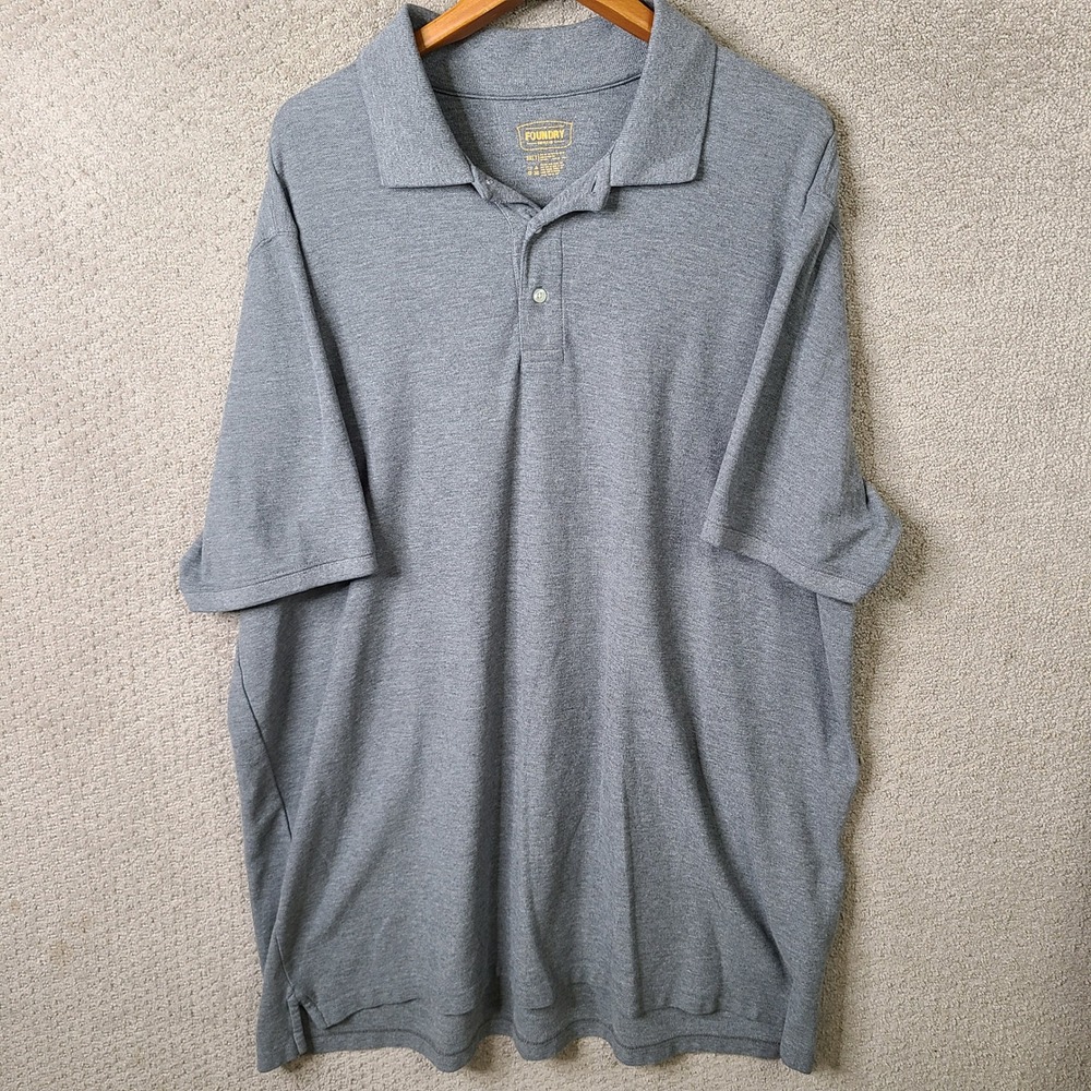 The Foundry Shirt Mens 3XLT Gray Polo Short Sleeve Cotton Blend Casual Classic